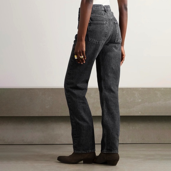 AGOLDE Kelly 90s jean soft faded black loose straight high mid rise 25 26 27 - Picture 2 of 9